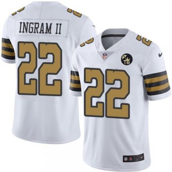 Nike New Orleans Saints #22 Mark Ingram II White With Tom Benson Patch Color Rush Limited Jersey