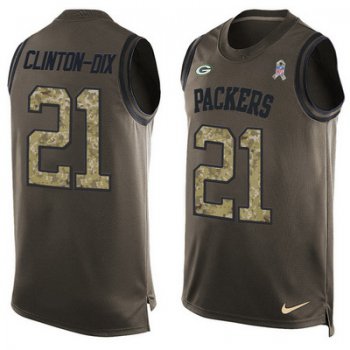 Men's Green Bay Packers #21 Ha Ha Clinton-Dix Green Salute to Service Hot Pressing Player Name & Number Nike NFL Tank Top Jersey
