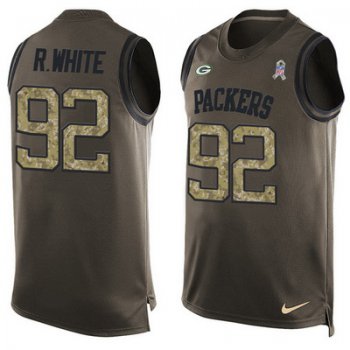 Men's Green Bay Packers #92 Riggie White Green Salute to Service Hot Pressing Player Name & Number Nike NFL Tank Top Jersey