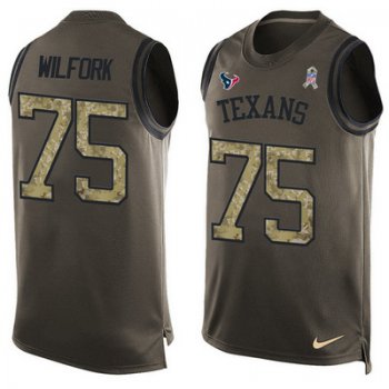 Men's Houston Texans #75 Vince Wilfork Green Salute to Service Hot Pressing Player Name & Number Nike NFL Tank Top Jersey