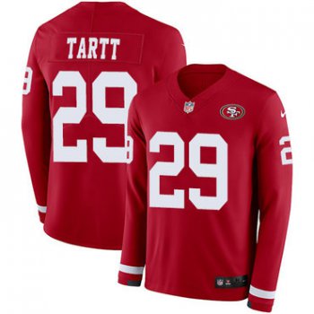 Nike 49ers #29 Jaquiski Tartt Red Team Color Men's Stitched NFL Limited Therma Long Sleeve Jersey