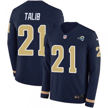 Nike Rams #21 Aqib Talib Navy Blue Team Color Men's Stitched NFL Limited Therma Long Sleeve Jersey