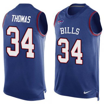 Men's Buffalo Bills #34 Thurman Thomas Royal Blue Hot Pressing Player Name & Number Nike NFL Tank Top Jersey
