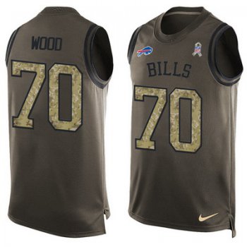 Men's Buffalo Bills #70 Eric Wood Green Salute to Service Hot Pressing Player Name & Number Nike NFL Tank Top Jersey