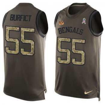 Men's Cincinnati Bengals #55 Vontaze Burfict Green Salute to Service Hot Pressing Player Name & Number Nike NFL Tank Top Jersey