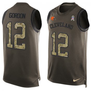 Men's Cleveland Browns #12 Josh Gordon Green Salute to Service Hot Pressing Player Name & Number Nike NFL Tank Top Jersey