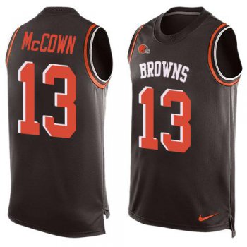 Men's Cleveland Browns #13 Josh McCown Brown Hot Pressing Player Name & Number Nike NFL Tank Top Jersey