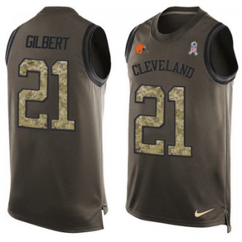 Men's Cleveland Browns #21 Justin Gilbert Green Salute to Service Hot Pressing Player Name & Number Nike NFL Tank Top Jersey