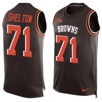 Men's Cleveland Browns #71 Danny Shelton Brown Hot Pressing Player Name & Number Nike NFL Tank Top Jersey