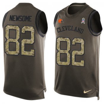 Men's Cleveland Browns #82 Ozzie Newsome Green Salute to Service Hot Pressing Player Name & Number Nike NFL Tank Top Jersey