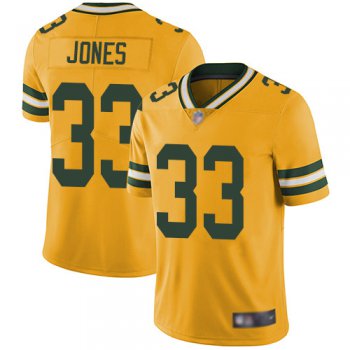 Men's Green Bay Packers #33 Aaron Jones Gold Limited Rush Vapor Untouchable Jersey