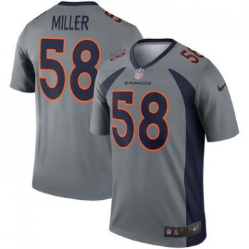 Nike Denver Broncos 58 Von Miller Gray Inverted Legend Jersey