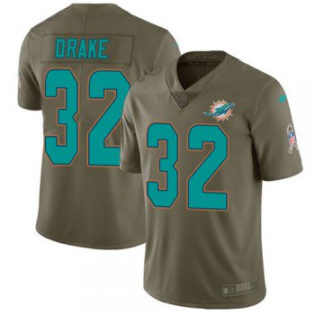 Nike Dolphins 32 Kenyan Drake Olive Salute To Service Limited Jersey