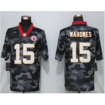 Men's Kansas City Chiefs #15 Patrick Mahomes Camo White Name 2020 Salute To Service Stitched NFL Nike Limited Jersey