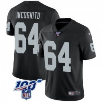 Men's Las Vegas Raiders #64 Richie Incognito Limited Black 100th Vapor Jersey