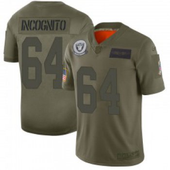 Men's Las Vegas Raiders #64 Richie Incognito Limited Camo 2019 Salute to Service Jersey