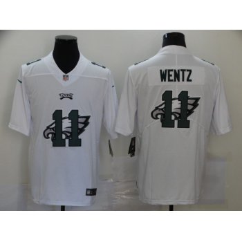 Men's Philadelphia Eagles #11 Carson Wentz White 2020 Shadow Logo Vapor Untouchable Stitched NFL Nike Limited Jersey