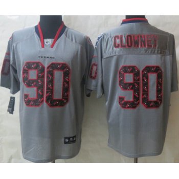 Nike Houston Texans #90 Jadeveon Clowney Lights Out Gray Ornamented Elite Jersey