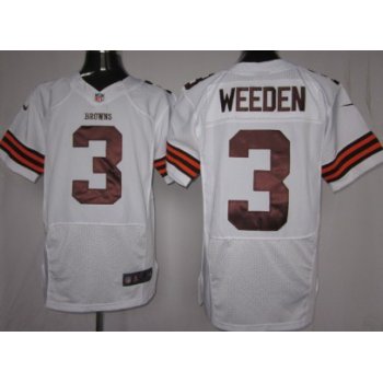 Nike Cleveland Browns #3 Brandon Weeden White Elite Jersey