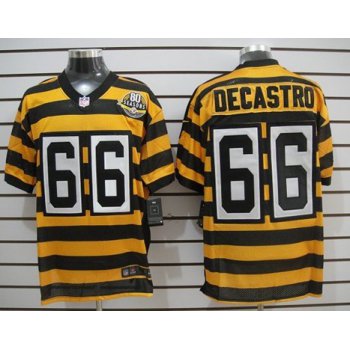 Nike Pittsburgh Steelers #66 David DeCastro Yellow With Black Throwback 80TH Jersey