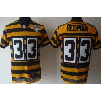 Nike Pittsburgh Steelers #33 Isaac Redman Yellow With Black Throwback 80TH Jersey