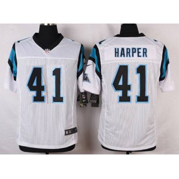 Men's Carolina Panthers #41 Roman Harper White Road NFL Nike Elite Jersey