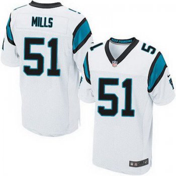 Men's Carolina Panthers #51 Sam Mills White Road NFL Nike Elite Jersey