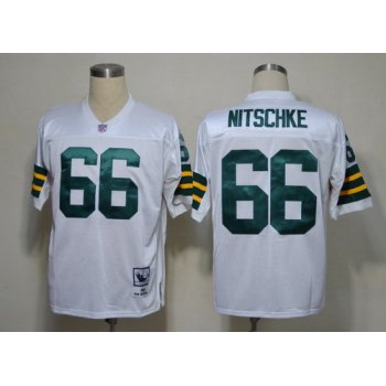 Green Bay Packers #66 Ray Nitschke White Short-Sleeved Throwback Jersey