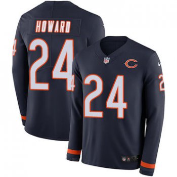 Nike Bears #24 Jordan Howard Navy Blue Team Color Men's Stitched NFL Limited Therma Long Sleeve Jersey