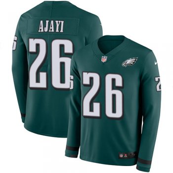 Nike Eagles 26 Jay Ajayi Midnight Green Team Color Men's Stitched NFL Limited Therma Long Sleeve Jersey