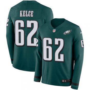 Nike Eagles 62 Jason Kelce Midnight Green Team Color Men's Stitched NFL Limited Therma Long Sleeve Jersey