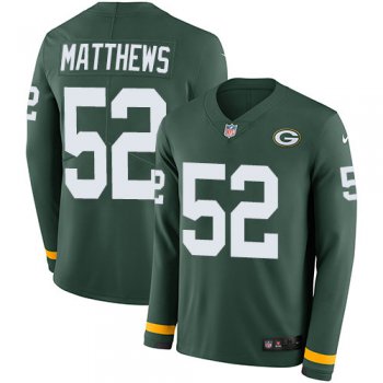 Nike Packers 52 Clay Matthews Green Team Color Men's Stitched NFL Limited Therma Long Sleeve Jersey