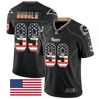 Nike Rams 99 Aaron Donald Black Men's Stitched NFL Limited Rush USA Flag Jersey