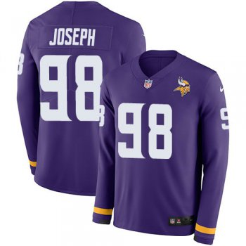 Nike Vikings 98 Linval Joseph Purple Team Color Men's Stitched NFL Limited Therma Long Sleeve Jersey