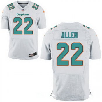 Men's Miami Dolphins #22 Nate Allen White Road Stitched NFL Nike Elite Jersey