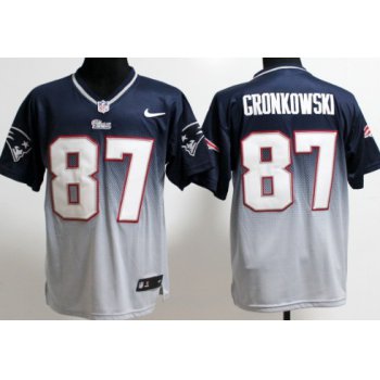 Nike New England Patriots #87 Rob Gronkowski Blue/Gray Fadeaway Elite Jersey