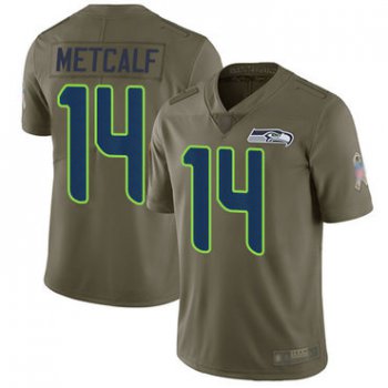 Seahawks #14 D.K. Metcalf Olive Men's Stitched Football Limited 2017 Salute To Service Jersey
