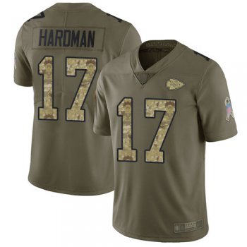 Chiefs #17 Mecole Hardman Olive Camo Men's Stitched Football Limited 2017 Salute To Service Jersey