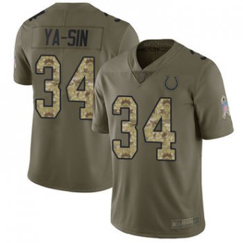 Colts #34 Rock Ya-Sin Olive Camo Men's Stitched Football Limited 2017 Salute To Service Jersey
