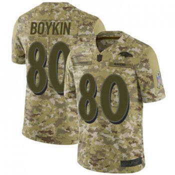 Ravens #80 Miles Boykin Camo Men's Stitched Football Limited 2018 Salute To Service Jersey