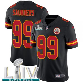 Nike Chiefs #99 Khalen Saunders Black Super Bowl LIV 2020 Youth Stitched NFL Limited Rush Jersey