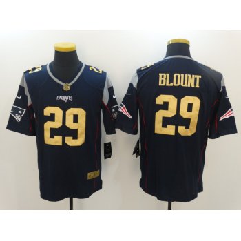 Men's New England Patriots #29 LeGarrette Blount Navy Blue With Gold Stitched NFL Nike Limited Jersey