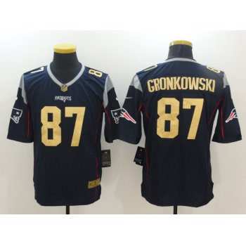 Men's New England Patriots #87 Rob Gronkowski Navy Blue With Gold Stitched NFL Nike Limited Jersey