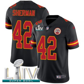 Nike Chiefs #42 Anthony Sherman Black Super Bowl LIV 2020 Youth Stitched NFL Limited Rush Jersey