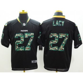 Nike Green Bay Packers #27 Eddie Lacy Black With Camo Elite Jersey