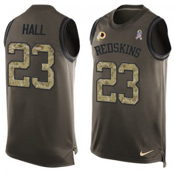 Men's Washington Redskins #23 DeAngelo Hall Green Salute to Service Hot Pressing Player Name & Number Nike NFL Tank Top Jersey