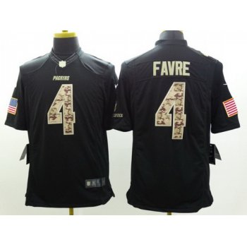 Nike Green Bay Packers #4 Brett Favre Salute to Service Black Limited Jersey