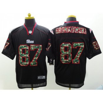 Nike New England Patriots #87 Rob Gronkowski Black With Camo Elite Jersey