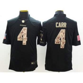 Nike Oakland Raiders #4 Derek Carr Salute to Service Black Limited Jersey