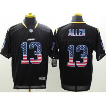 Nike San Diego Chargers #13 Keenan Allen 2014 USA Flag Fashion Black Elite Jersey